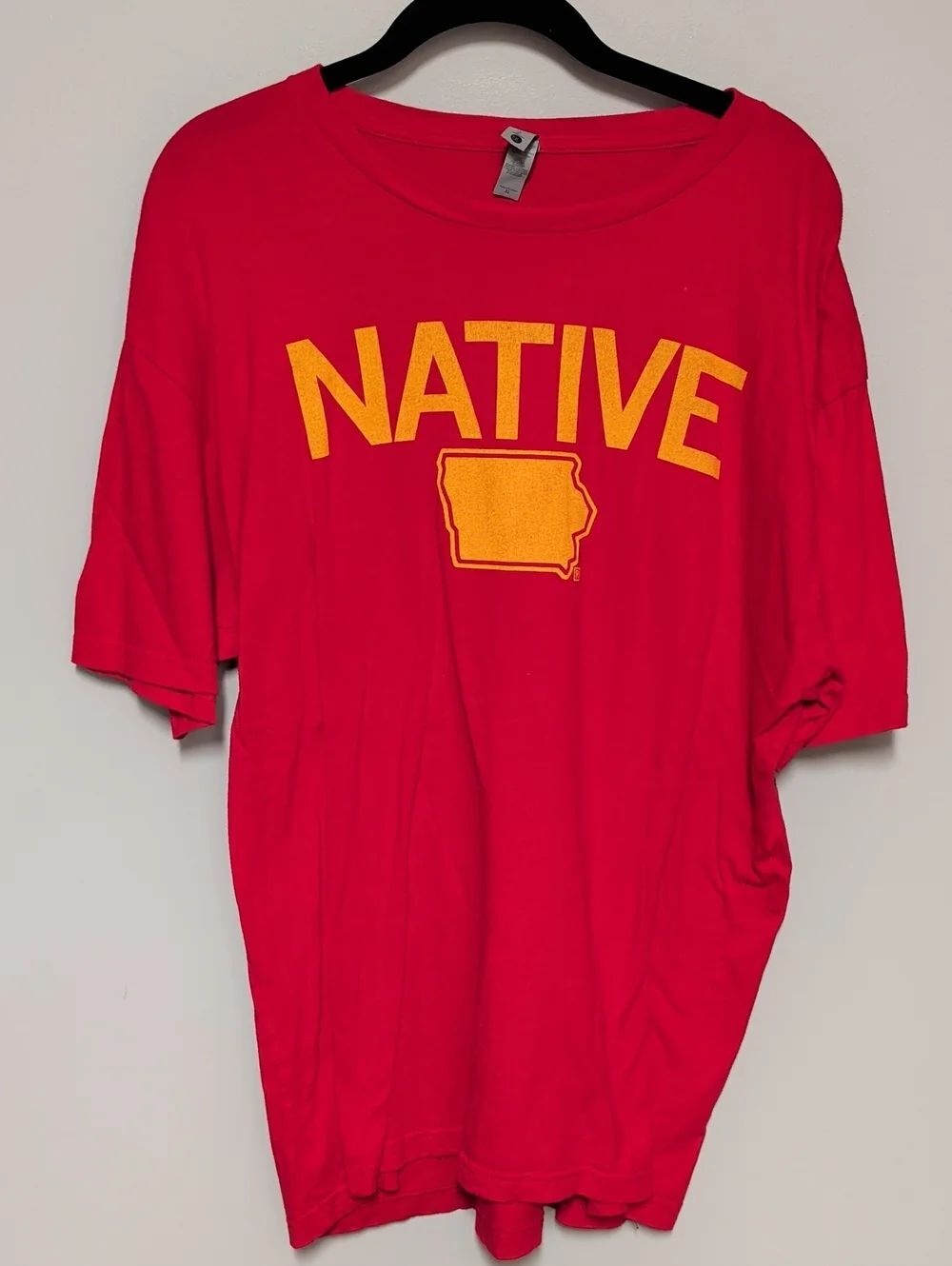 Next Level Apparel Iowa Native Red Crewneck Tee with Gray Tag